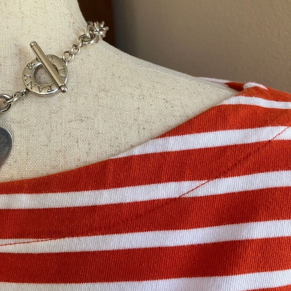 Ralph Lauren Orange and White Cropped  Striped Mariner T  size Large - Picture 3 of 6